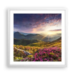 Poster in een witte lijst - Frisheid in de ochtend in de bergen - 50x50 cm