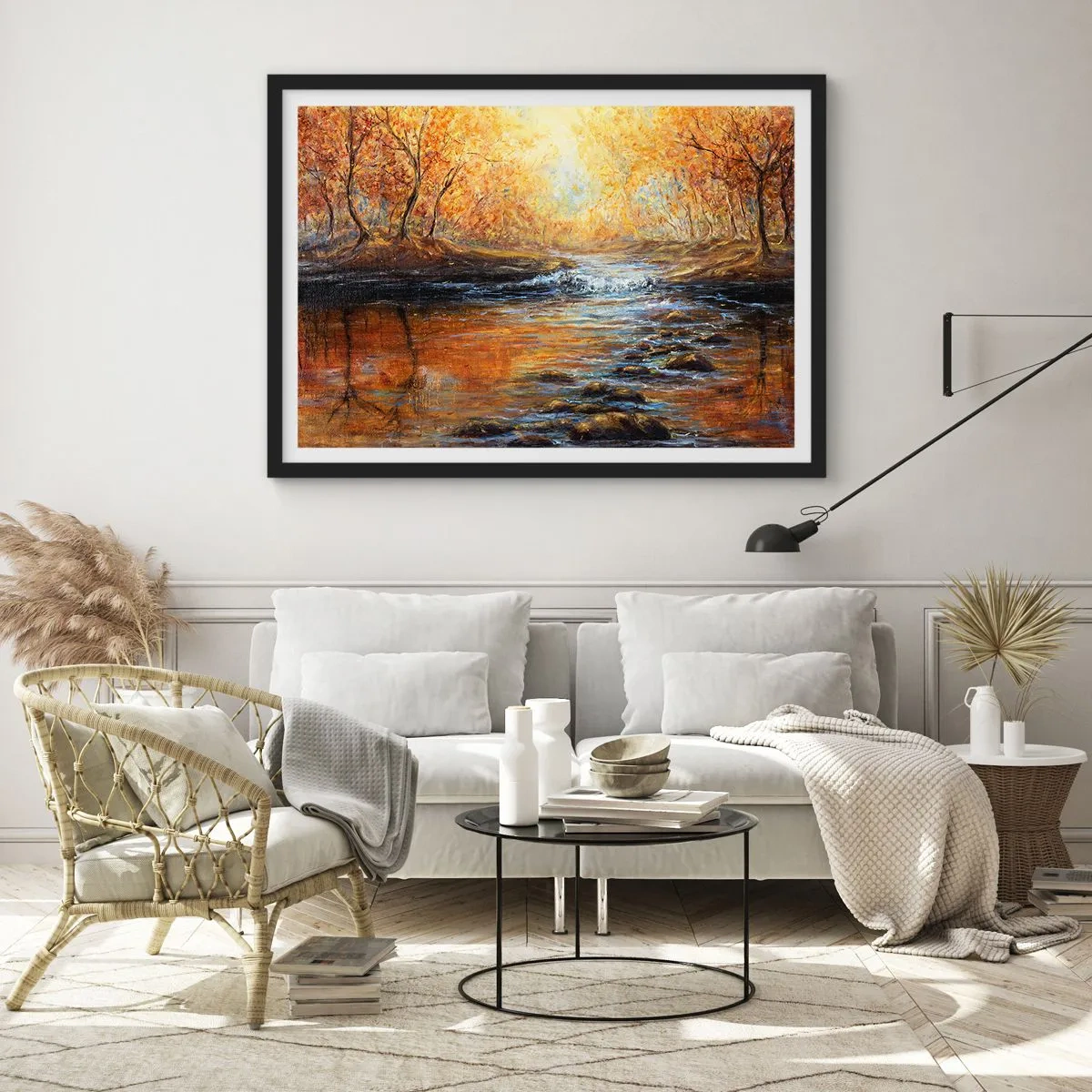 Poster in een zwarte lijst - De gouden stroom - 70x50 cm