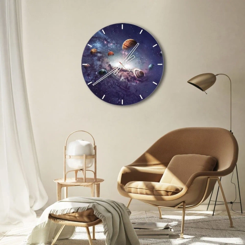Wandklok - Klok - Kleurrijke planeten zweven in een kosmische nevel - 30x30cm - Zonne-dans systeem - Moderne wanddecoratie voor woonkamer, keuken en slaapkamer ARTTOR