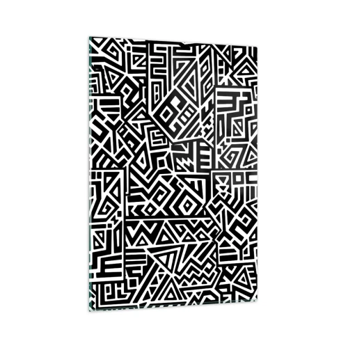 Schilderen op glas - Pre-Columbiaanse compositie - 80x120 cm