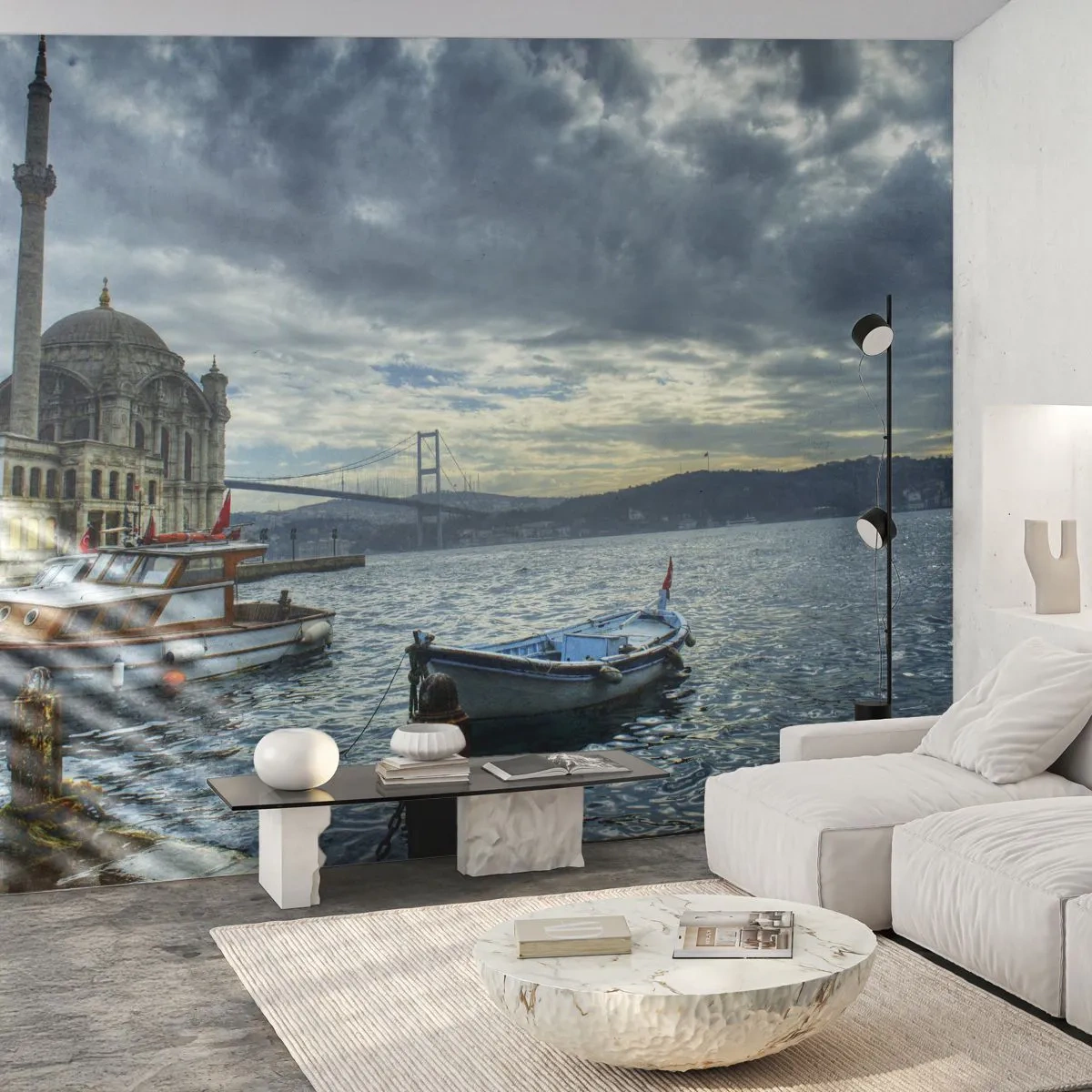 Fotobehang Premium Sand - Op de grens van de werelden - Stad, Istanbul, Turkiye - 100x70 cm