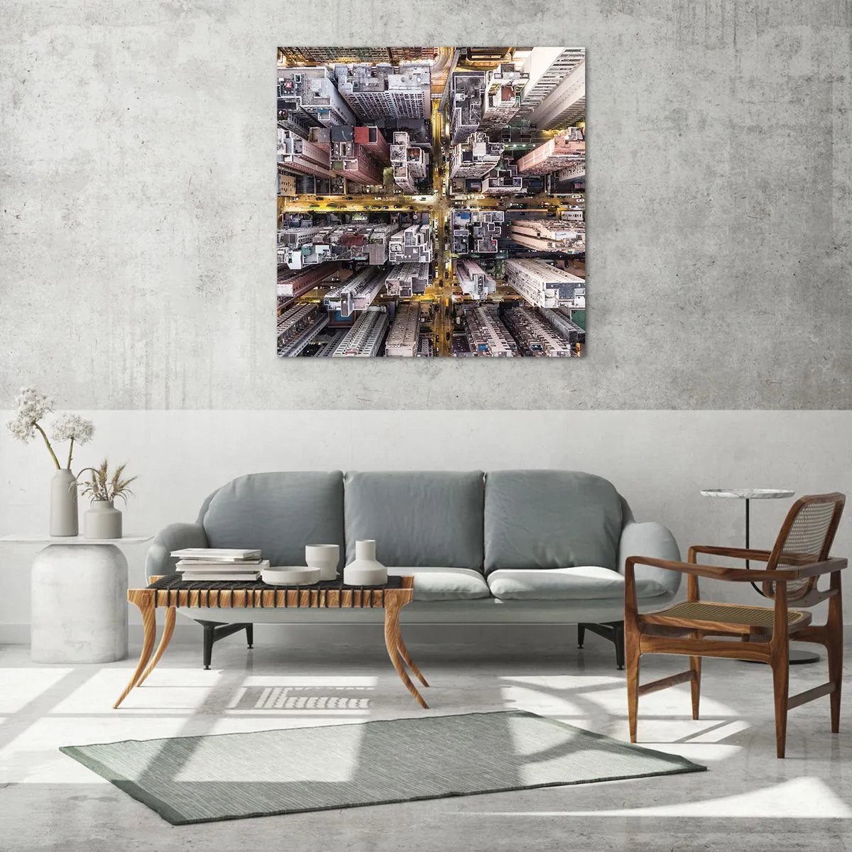 Schilderen op glas - Groeten uit Hong Kong - 70x70 cm