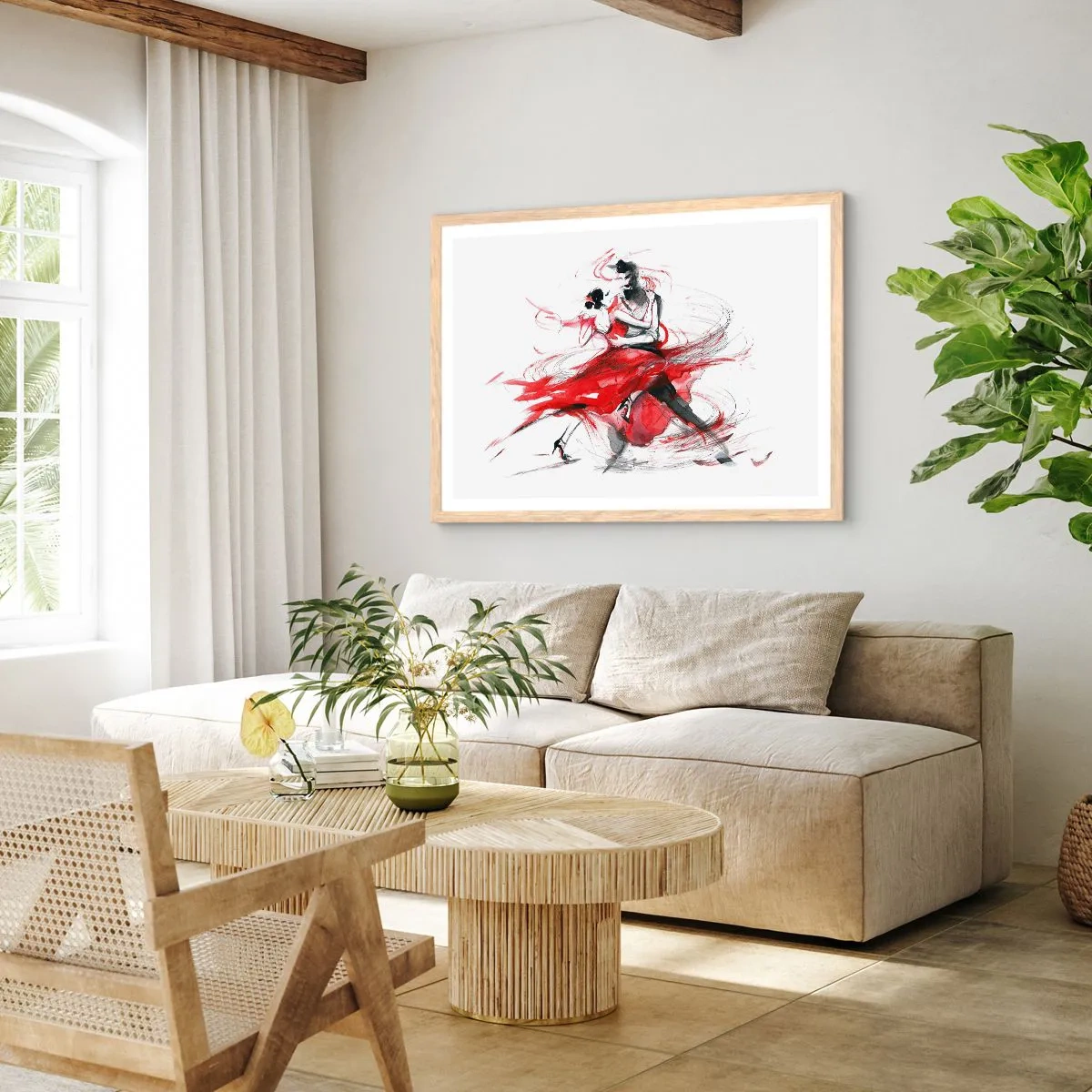 Een poster in een licht eiken lijst - Tango - het ritme van passie - 40x30 cm