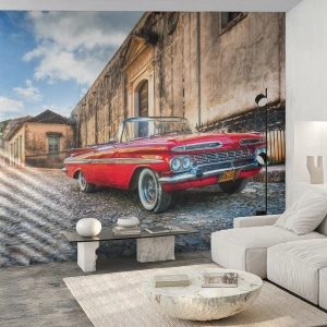 Fotobehang Premium Sand - Cubaanse emoties - Automobiel, Auto, Cuba - 100x70 cm