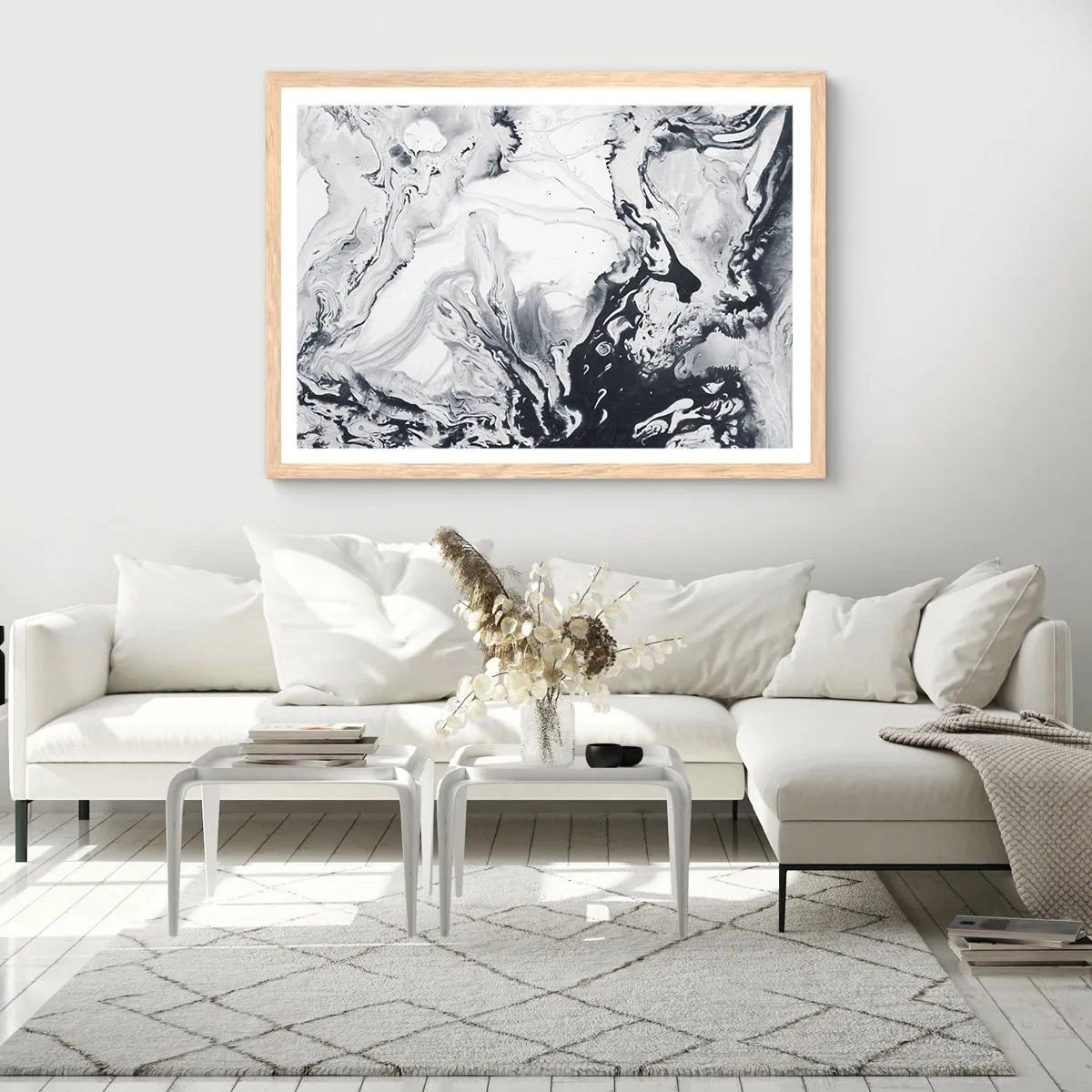 Een poster in een licht eiken lijst - Het binnenste van de aarde - 91x61 cm