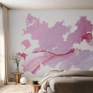 Fotobehang Premium Sand - Kaart van de roze wereld - Minimalisme, Pastel, Kaart - 100x70 cm