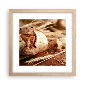 Een poster in een licht eiken lijst - Smakelijk, geurig, knapperig - 30x30 cm