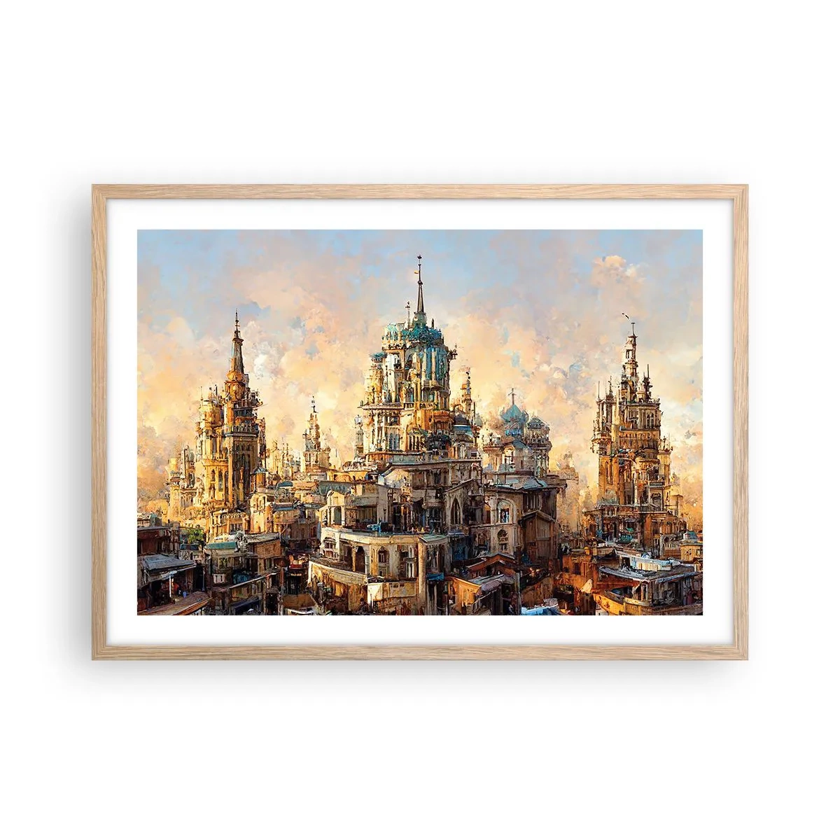 Een poster in een licht eiken lijst - Stad der steden - 70x50 cm