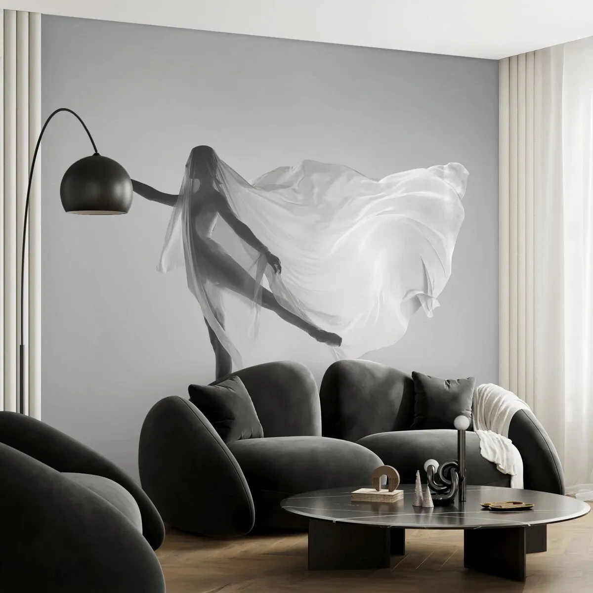 Zelfklevend Fotobehang Deluxe Sticker - Lichtheid en gratie - Vrouw, Dans, Model - 200x140 cm