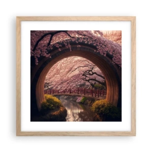 Een poster in een licht eiken lijst - Japanse lente - 40x40 cm