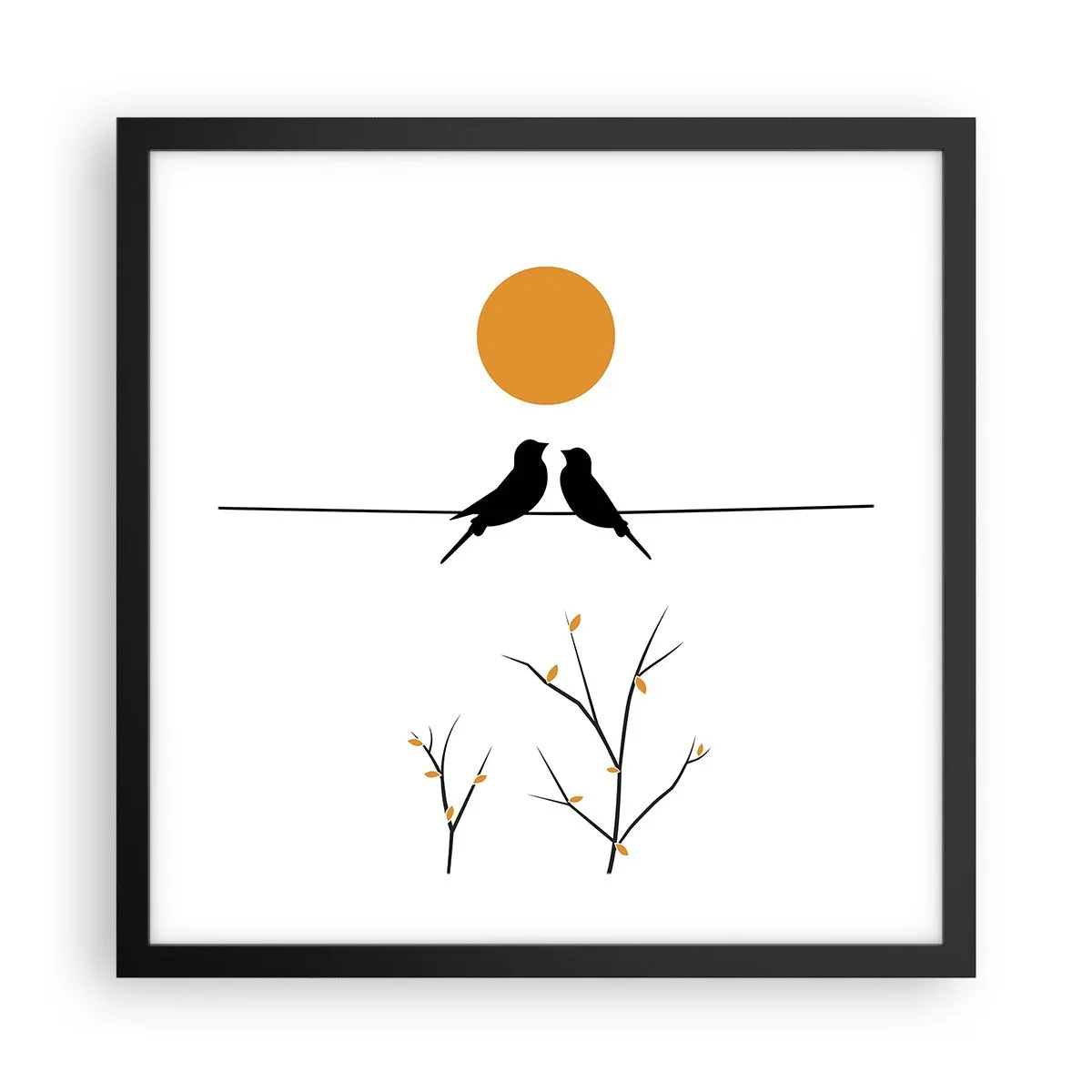 Poster in een zwarte lijst - Nachtegalen avond - 40x40 cm