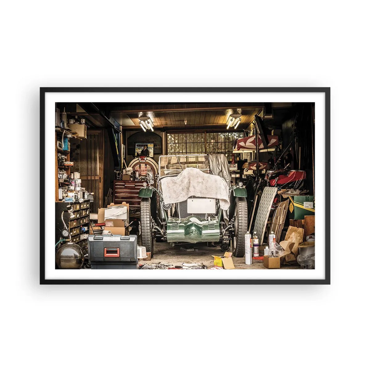 Poster in een zwarte lijst - Terug naar het verleden - 91x61 cm