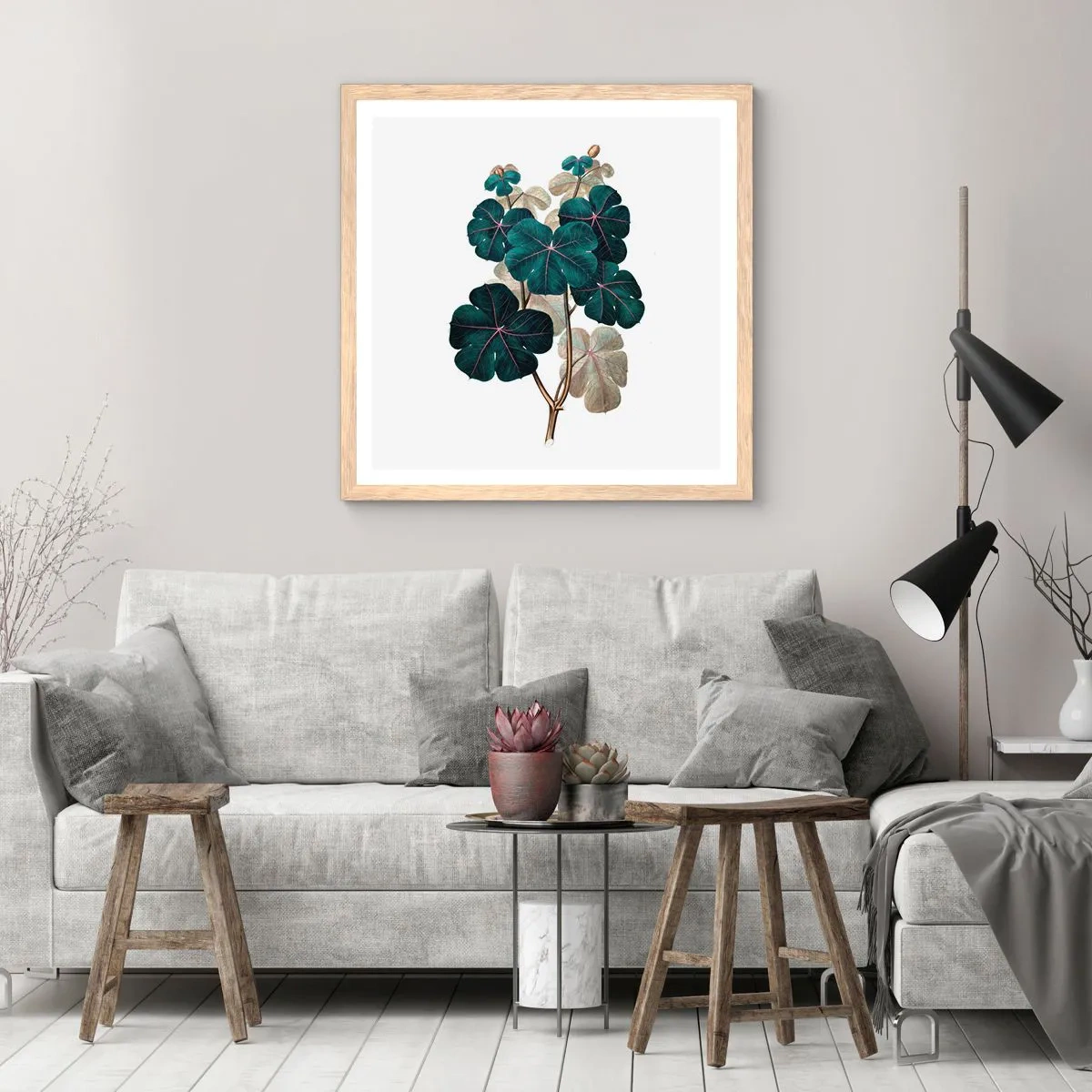 Een poster in een licht eiken lijst - Uit het oude herbarium - 60x60 cm