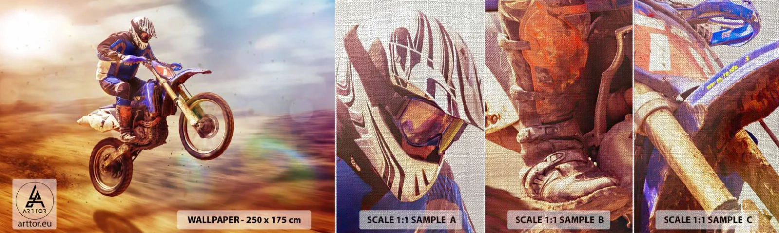 Fotobehang Monster Premium Canvas - Motor duizeligheid - Motorcross, Sport, Motorrijder - 100x30 cm