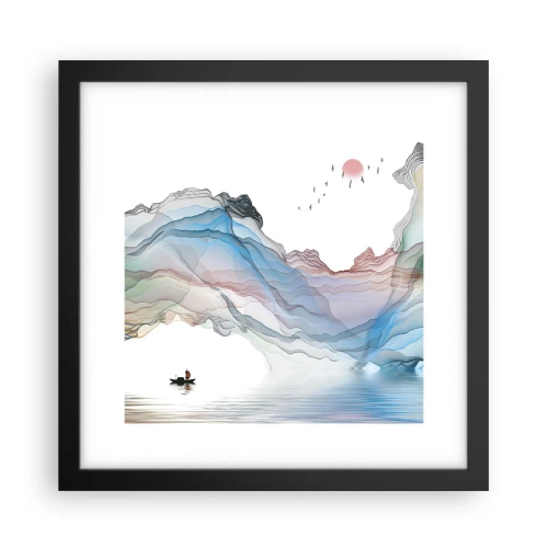 Poster in een zwarte lijst - Op weg naar de kristallen bergen - 30x30 cm