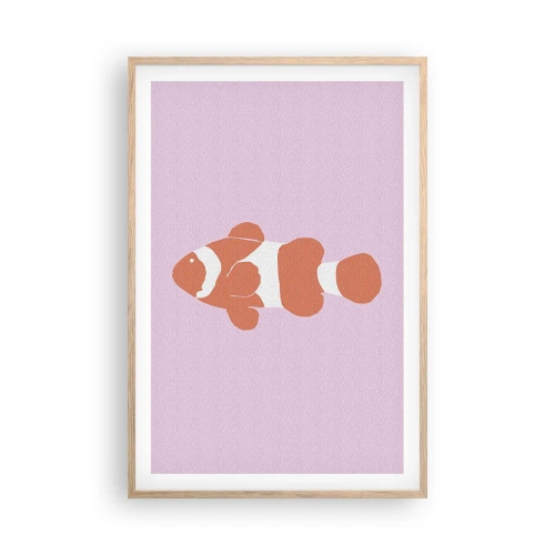 Een poster in een licht eiken lijst - In koraal dat bij haar gezicht en staart past - 61x91 cm