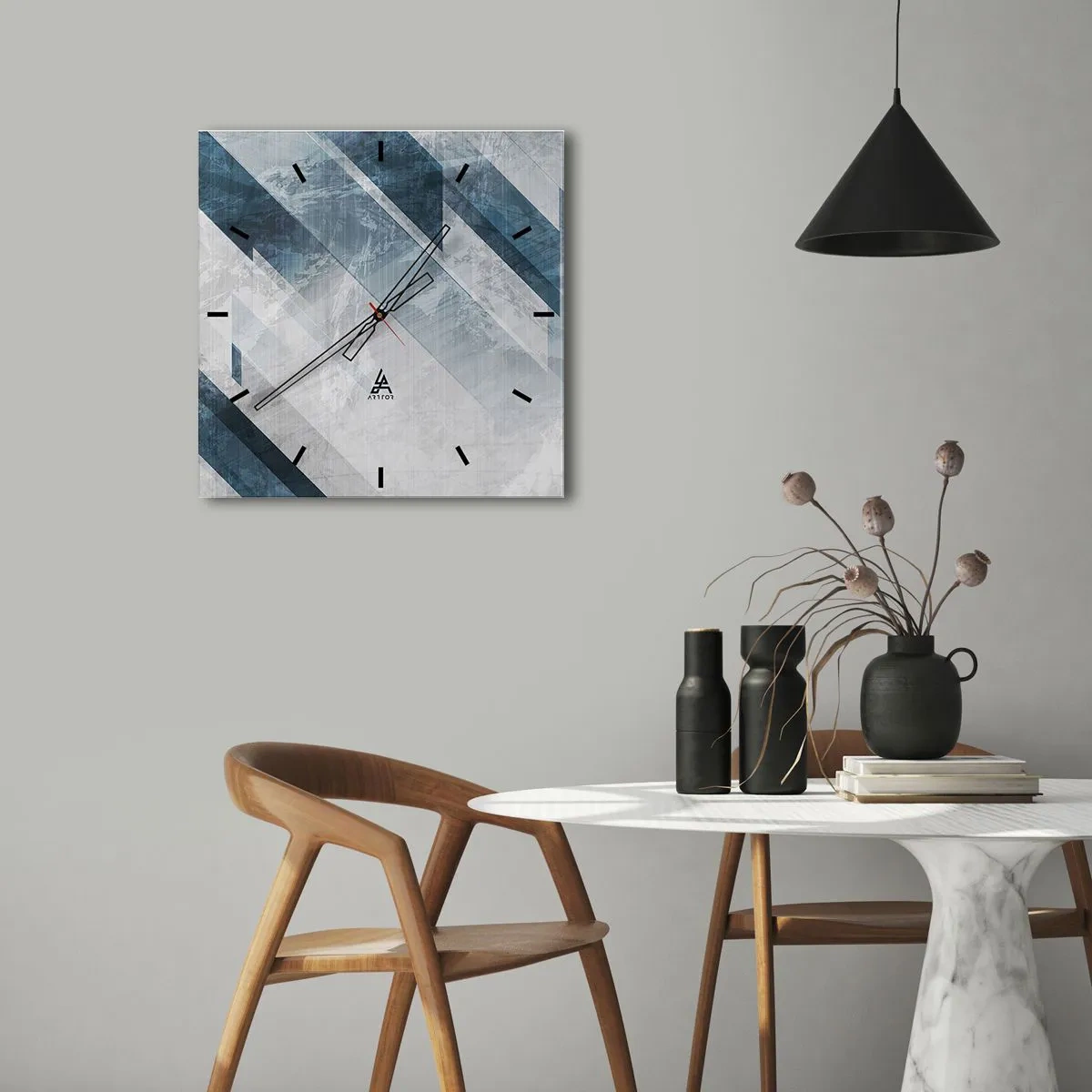 Wandklok - Klok - Ruimtelijke compositie - grijze beweging - 40x40 cm