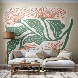 Zelfklevend Fotobehang Deluxe Sticker - Folk en modern - Boho, Bloemen, Minimalisme - 450x315 cm