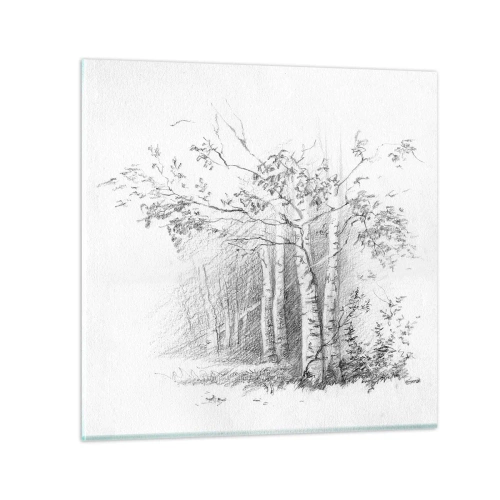 Schilderen op glas - Het licht van het berkenbos - 30x30 cm