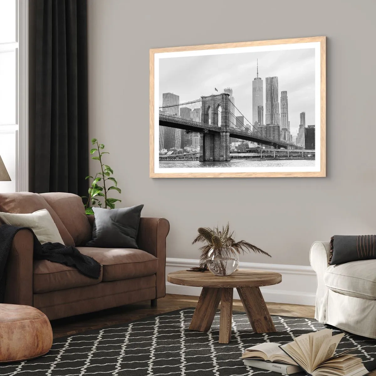 Een poster in een licht eiken lijst - New Yorkse sfeer - 70x50 cm