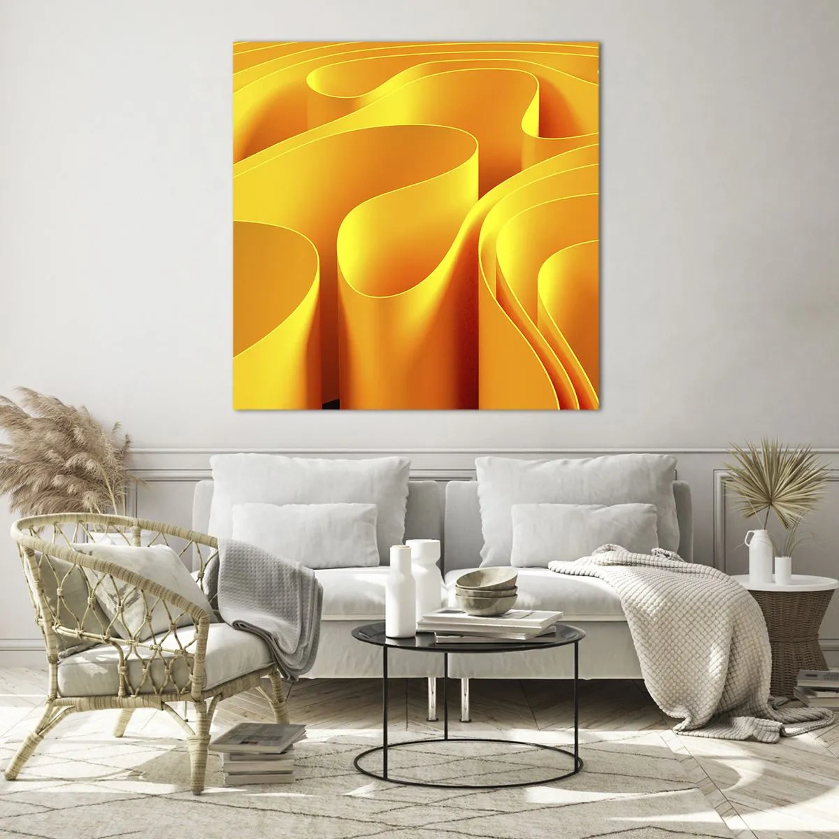 Schilderen op glas - Als de golven van de zon - 40x40 cm