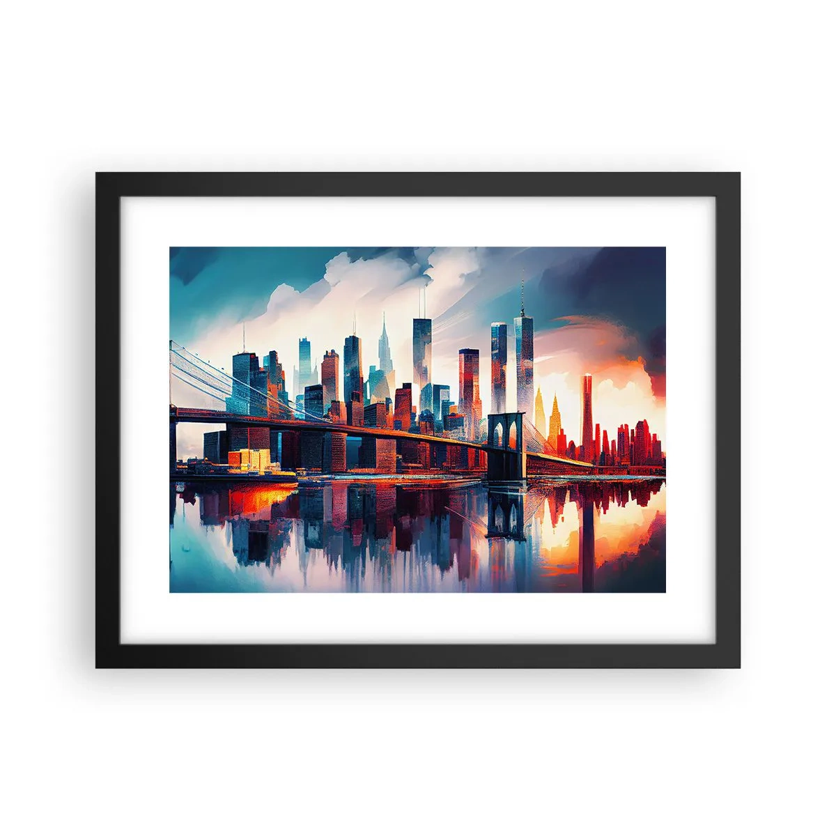 Poster in een zwarte lijst - Een droomachtig New York - 40x30 cm