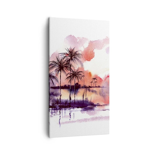 Schilderen op canvas - De rust van de tropen in het rood - 45x80 cm