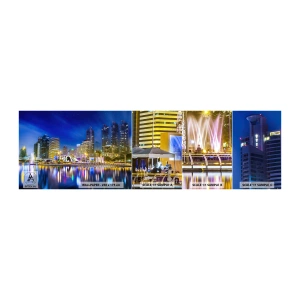 Fotobehang Staaltje Standard Eco - Regenboognacht in de metropool - Stad, Bangkok, Architectuur - 100x30 cm