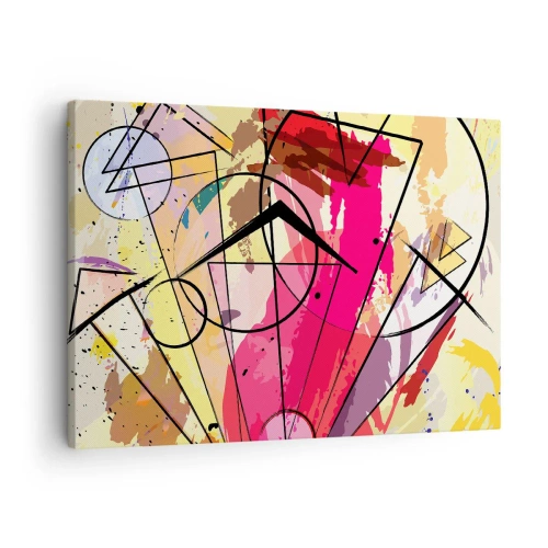 Schilderen op canvas - Abstractie met lijnen en geometrische vormen - 70x50cm - Explosie - Moderne wanddecoratie voor woonkamer en slaapkamer ARTTOR