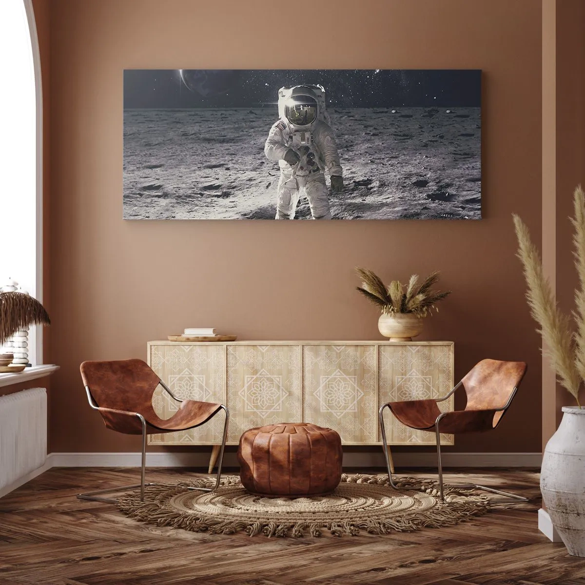Schilderen op canvas - Groetjes van de maan - 100x40 cm