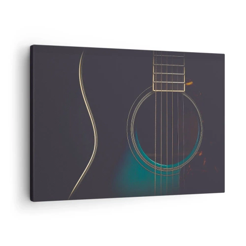 Schilderen op canvas - Akoestische gitaar in donker, elegant licht - 70x50cm - Nog even voordat het klinkt - Moderne wanddecoratie voor woonkamer en slaapkamer ARTTOR