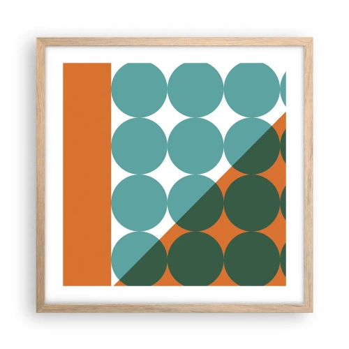 Een poster in een licht eiken lijst - Omhoog en diagonaal - 50x50 cm