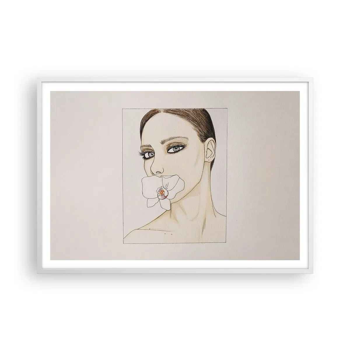 Poster in een witte lijst - Een symbool van elegantie en schoonheid - 100x70 cm