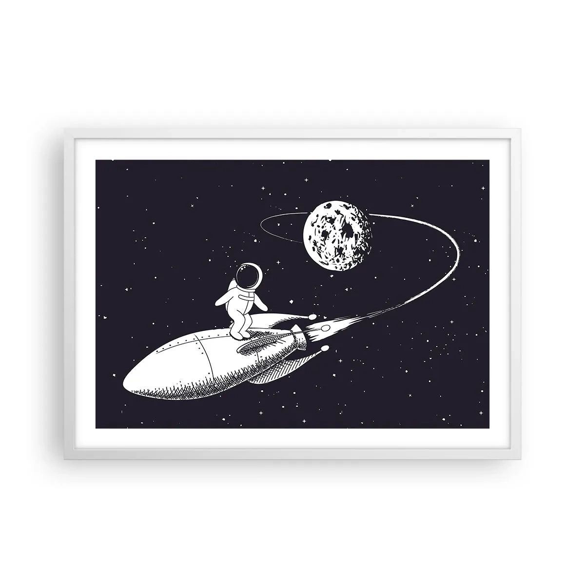 Poster in een witte lijst - Spacesurfer - 70x50 cm