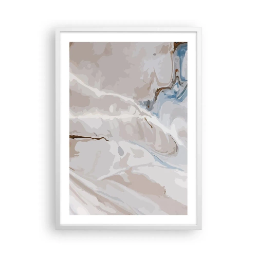 Poster in een witte lijst - Blauw kronkelt onder het wit - 50x70 cm