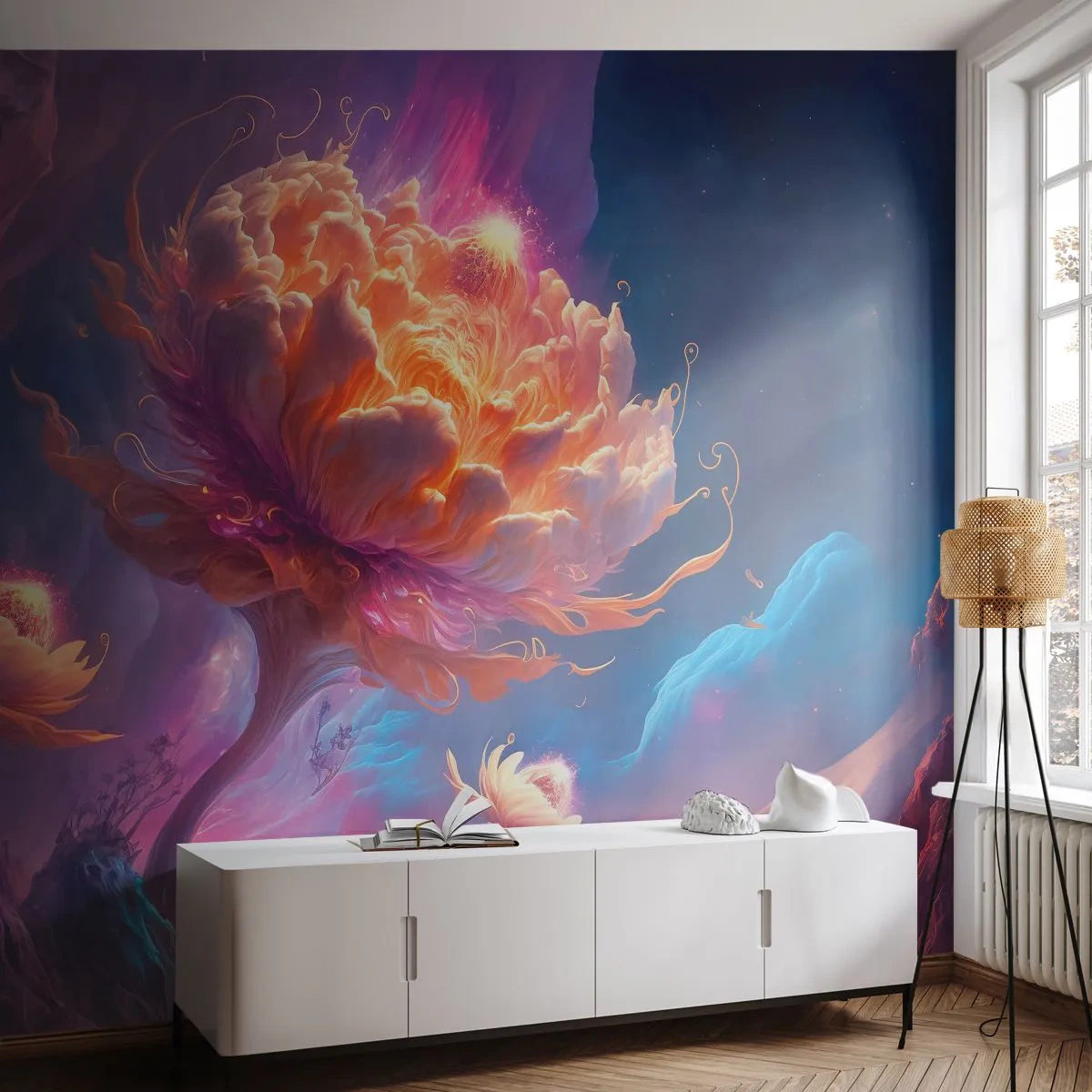 Zelfklevend Fotobehang Deluxe Sticker - Andere wereld - Fantastisch, Land, Bloemen - 200x140 cm
