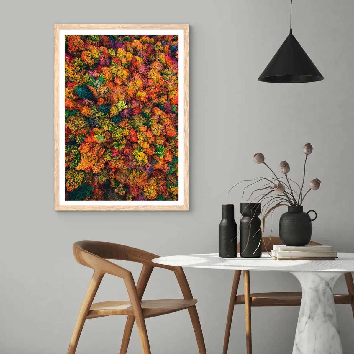 Een poster in een licht eiken lijst - Boeket herfstbomen - 50x70 cm