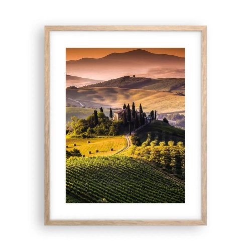 Een poster in een licht eiken lijst - Arcadia - het Toscaanse landschap - 40x50 cm
