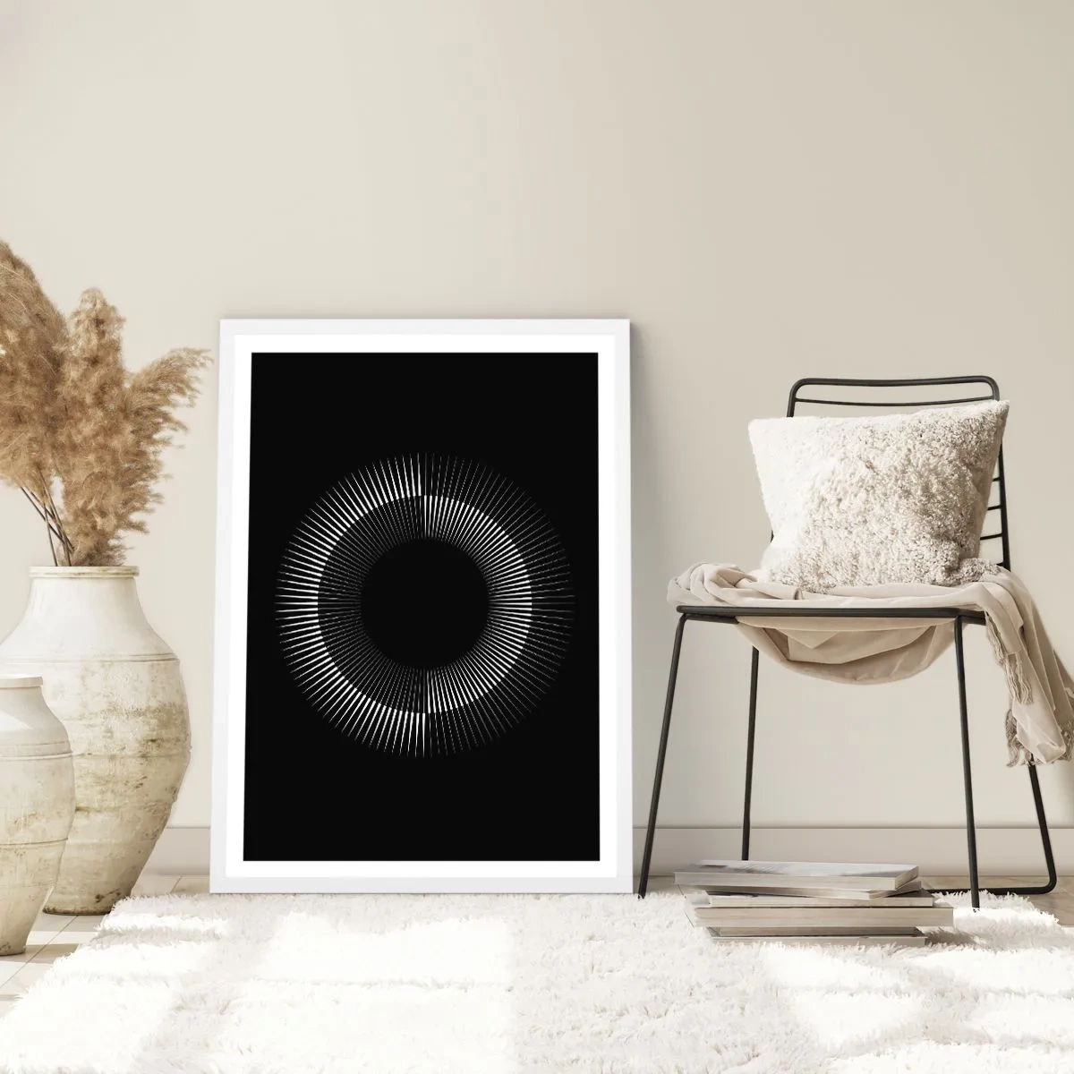 Poster in een witte lijst - Zwarte zon - 70x100 cm