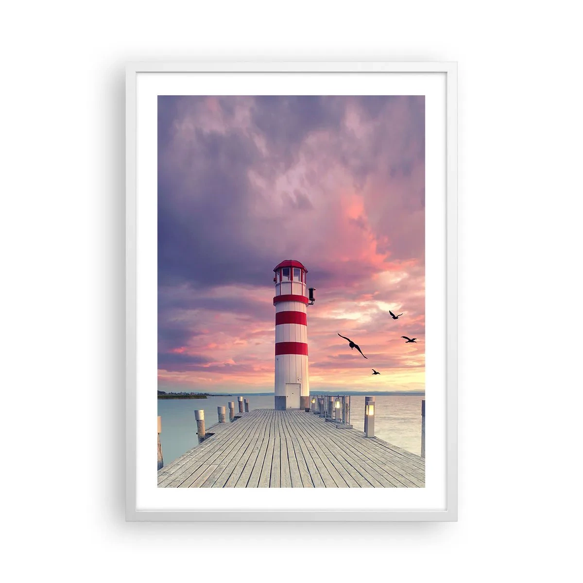 Poster in een witte lijst - Het is tijd naar de haven te gaan - 50x70 cm