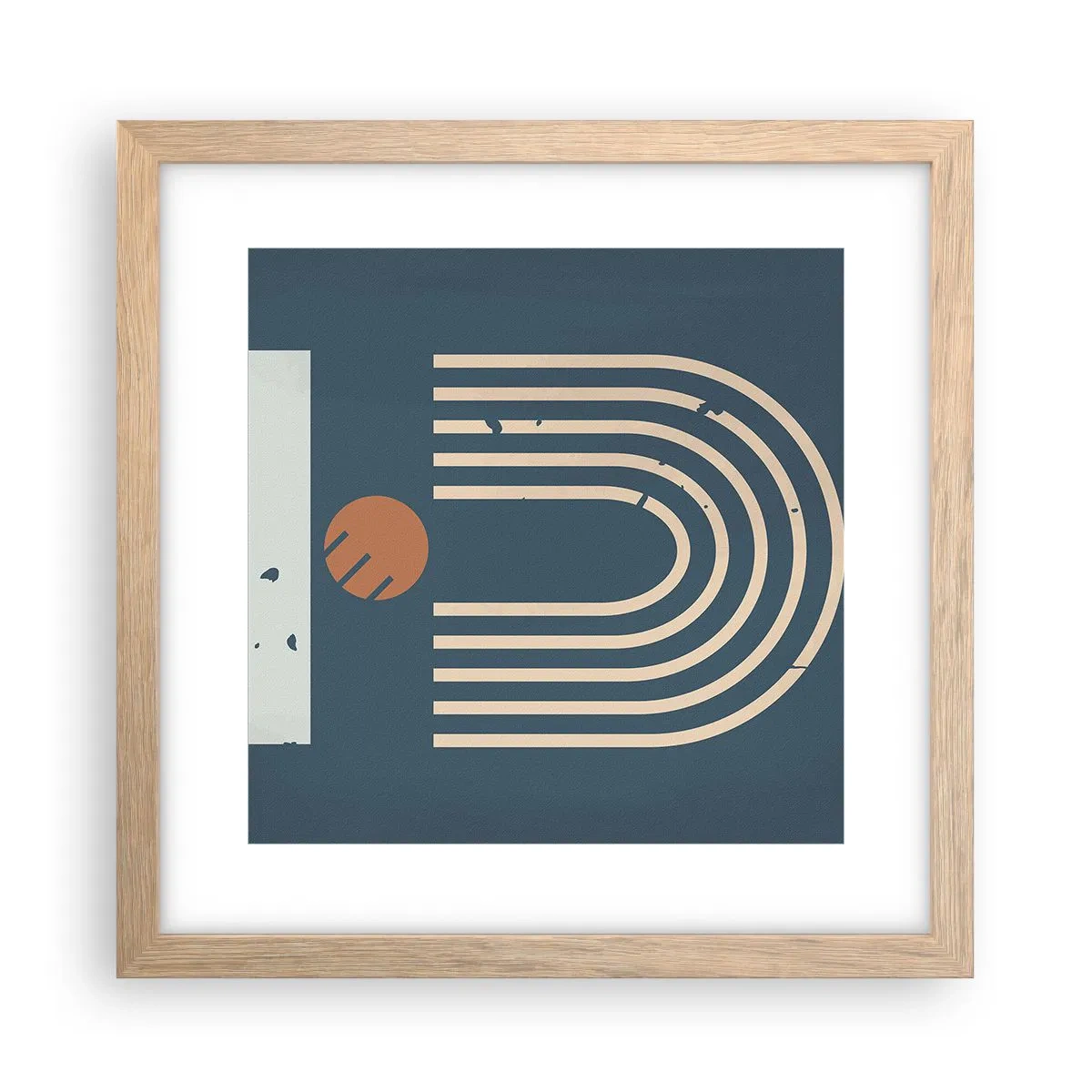 Een poster in een licht eiken lijst - Geometrie op de granaatappel - 30x30 cm