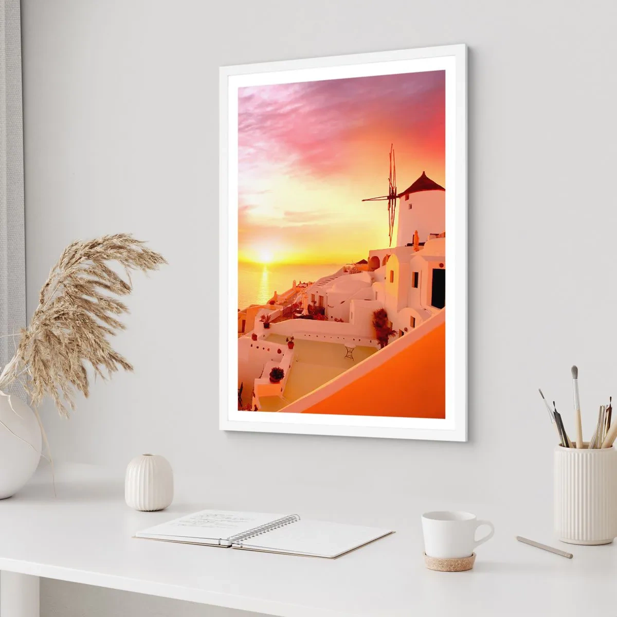 Poster in een witte lijst - Spreiden in wit en goud  - 40x50 cm