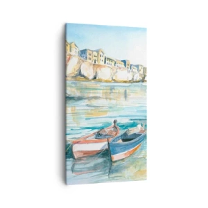 Schilderen op canvas - Azuurblauw landschap - 45x80 cm