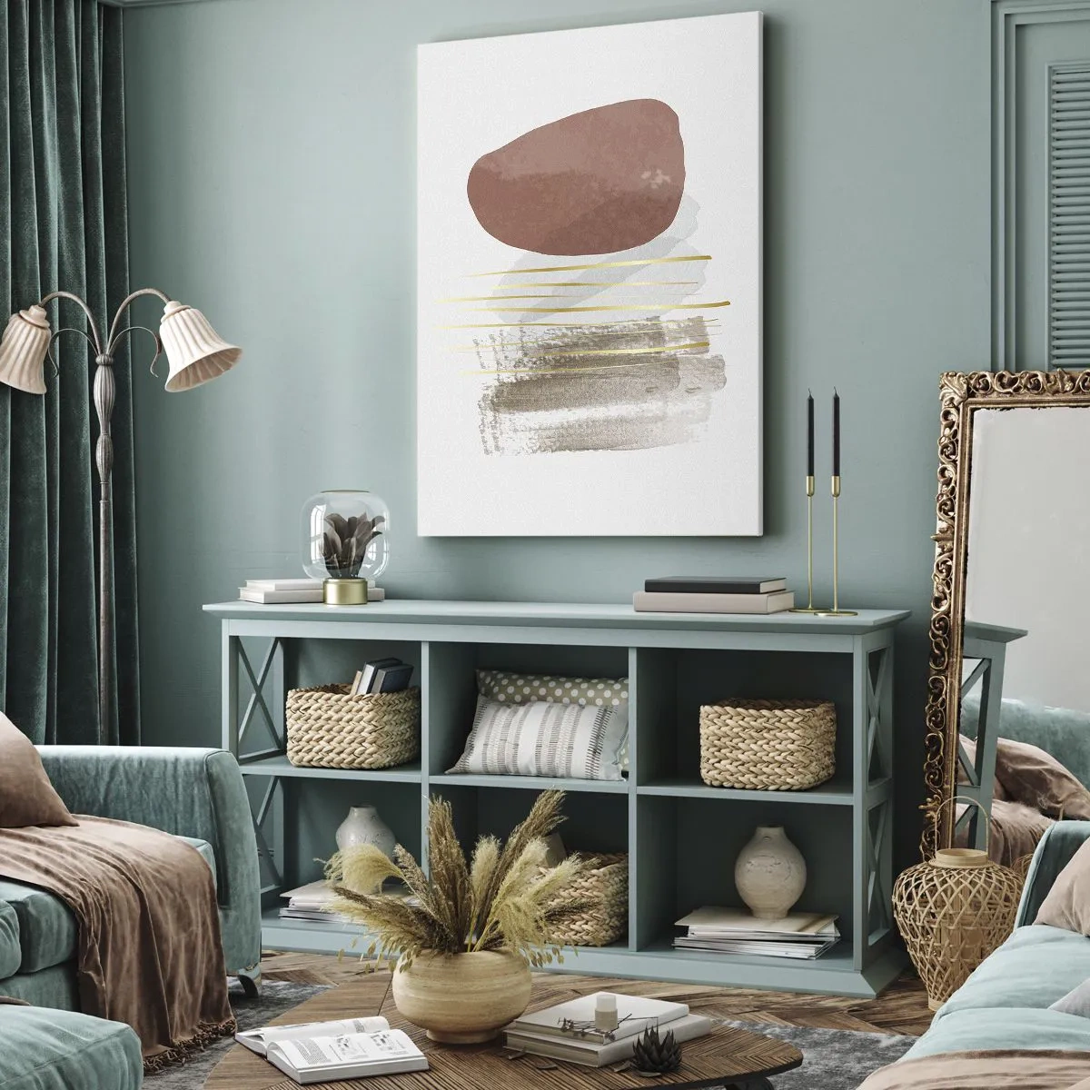 Schilderen op canvas - Abstracte zuilengalerij - 45x80 cm