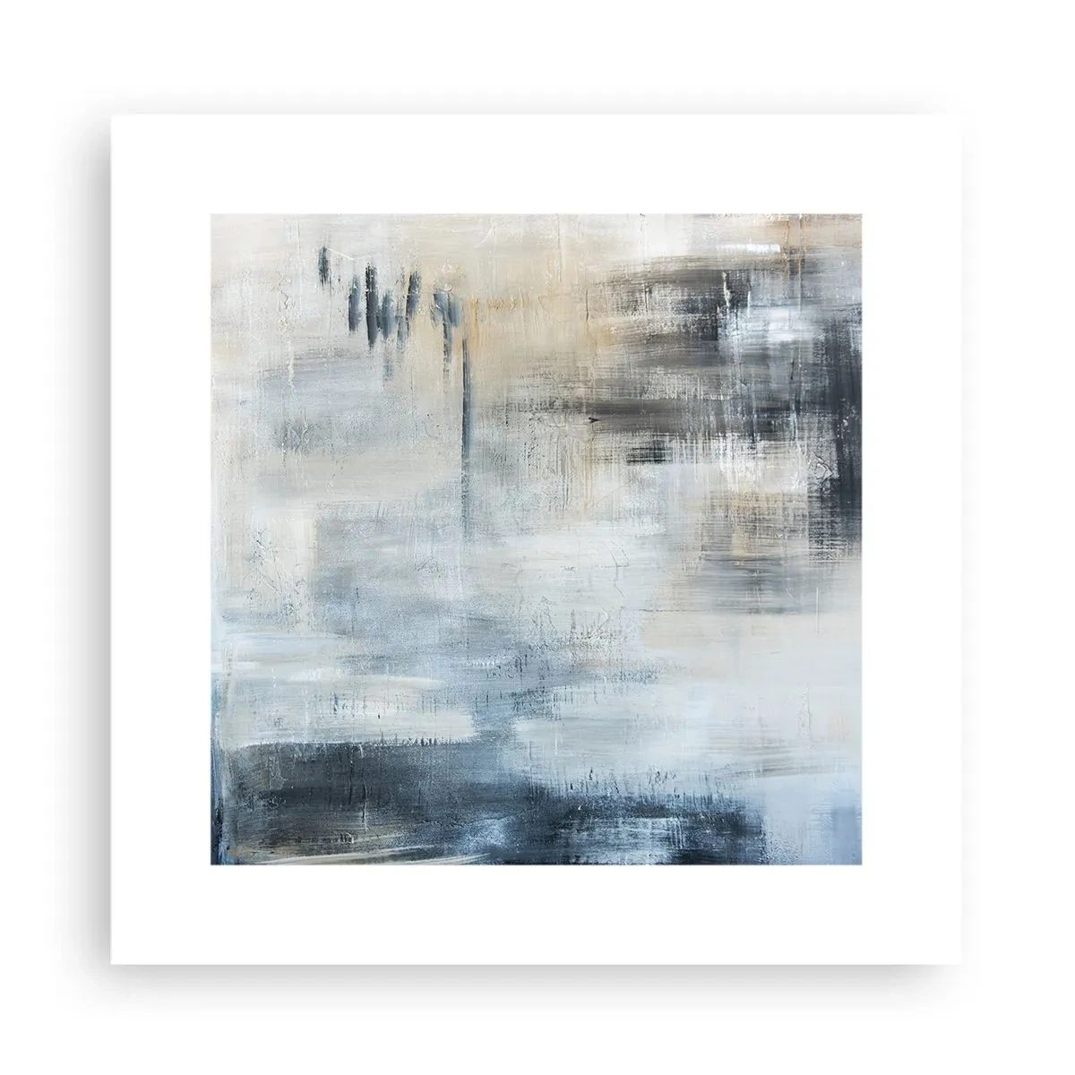 Poster - Achter het blauwe gordijn - 30x30 cm