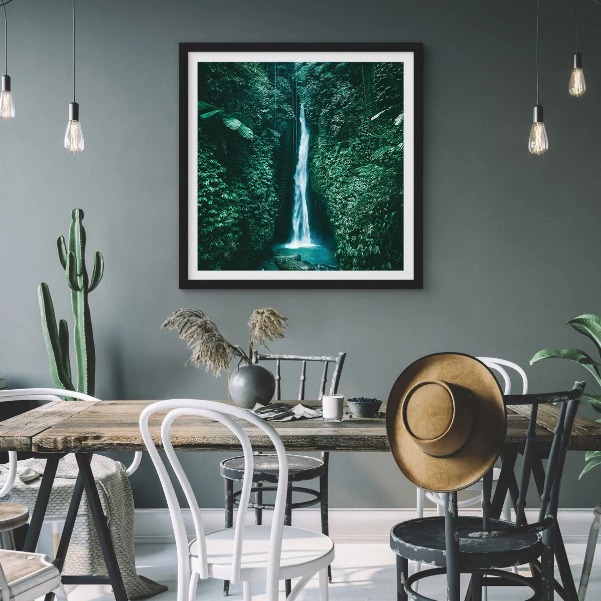 Poster in een zwarte lijst - Tropische spa - 40x40 cm