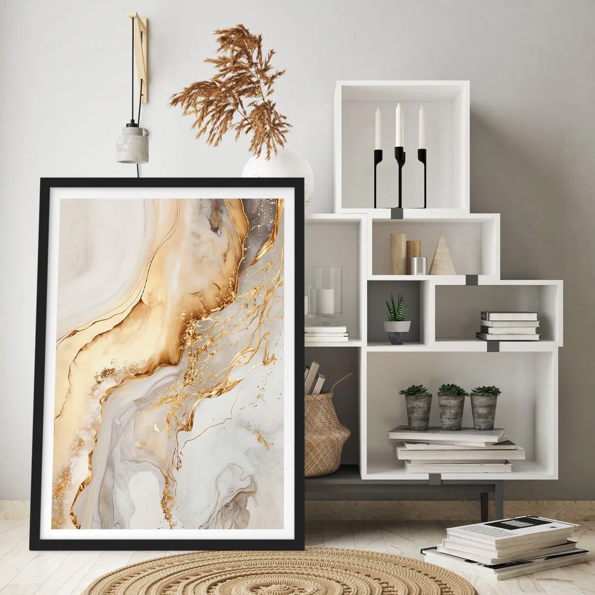 Poster in een zwarte lijst - Abstractie: schoonheid en goedheid - 70x100 cm