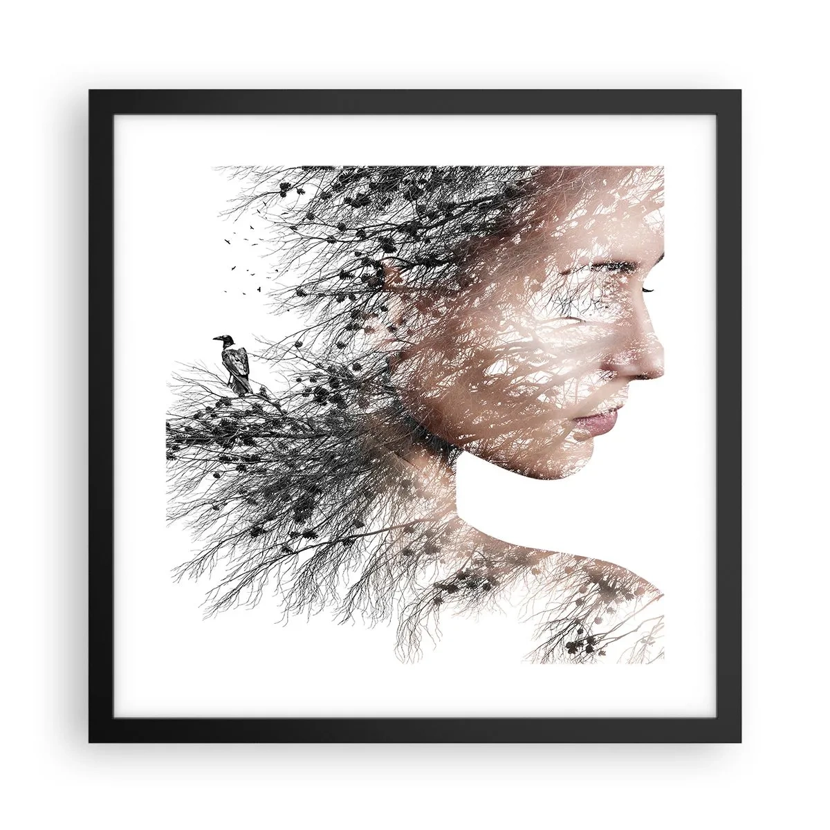 Poster in een zwarte lijst - De geest van het bos - 40x40 cm