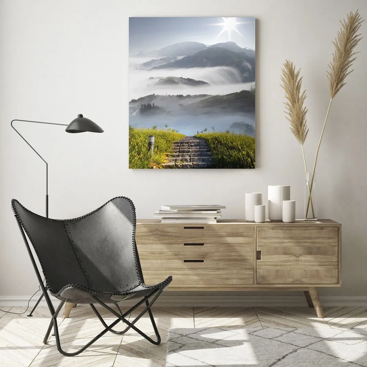 Schilderen op glas - Nog steeds tot in de wolken - 70x100 cm