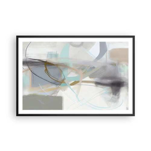 Poster in een zwarte lijst - Mistige abstractie - 91x61 cm